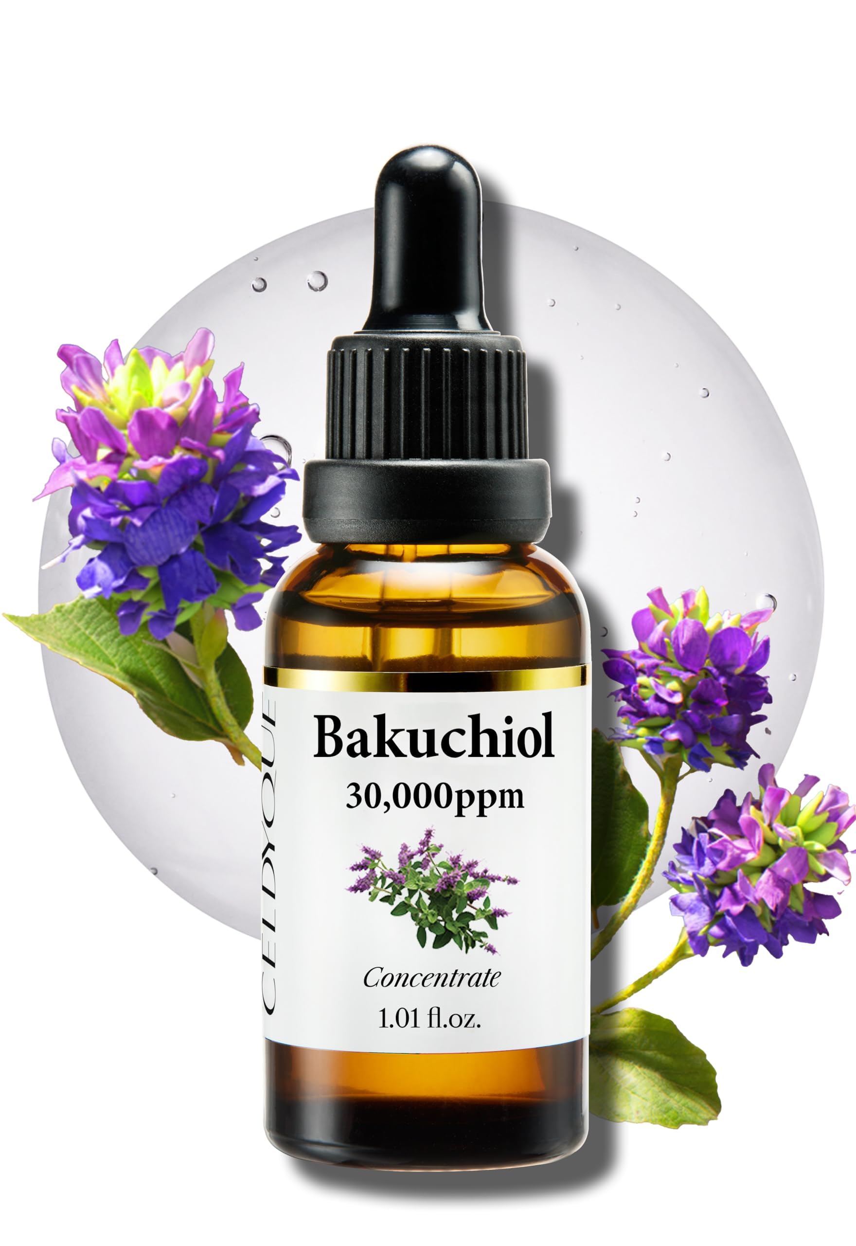 CELDYQUE Bakuchiol concentrado en frasco de 1 oz para mezclar y suavizar la piel.