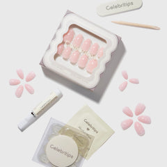 Celebritips uñas adhesivas extra cortas almendra, kit completo para aplicación rápida