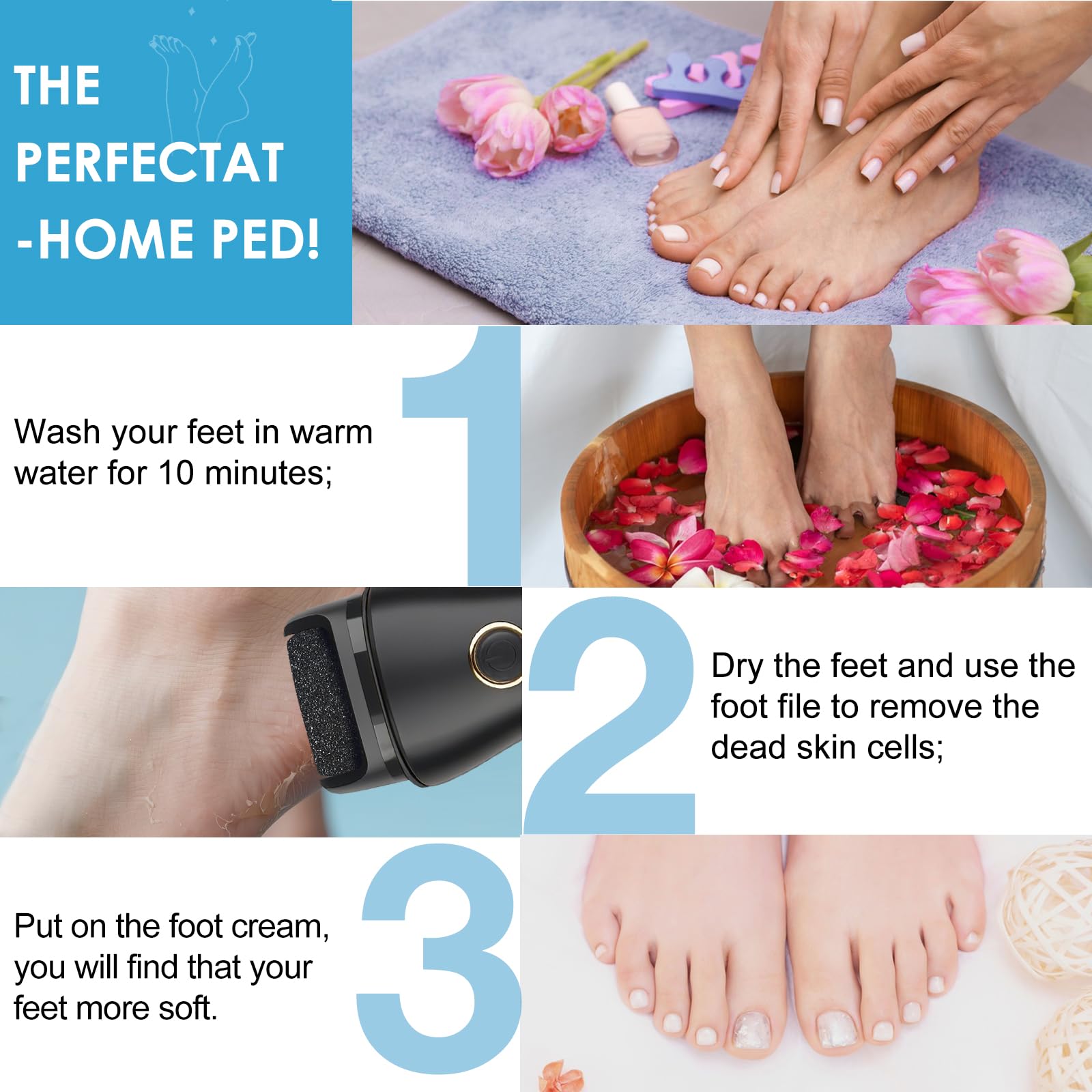 Celepen kit de pedicura para casa, cuidado de pies cómodo y seguro.