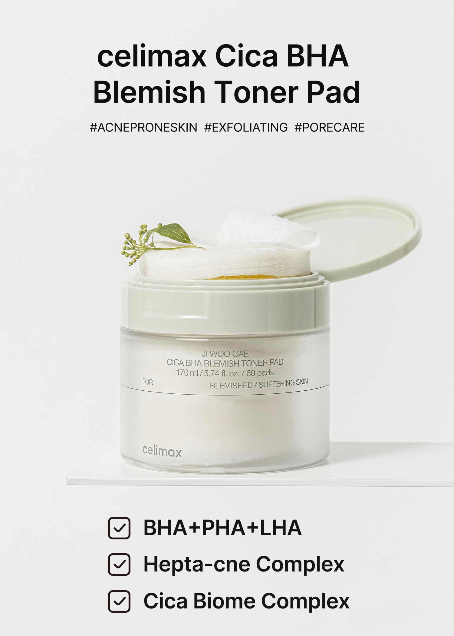 Celimax Ji.Woo.Gae Toner Pad ingrediente centella asiática calma irritaciones