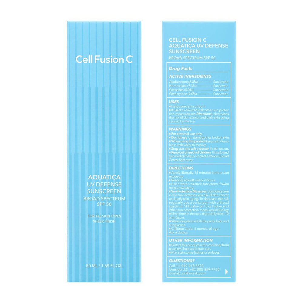 Cell Fusion C Aquatica UV Defense: protección diaria segura para piel sensible.
