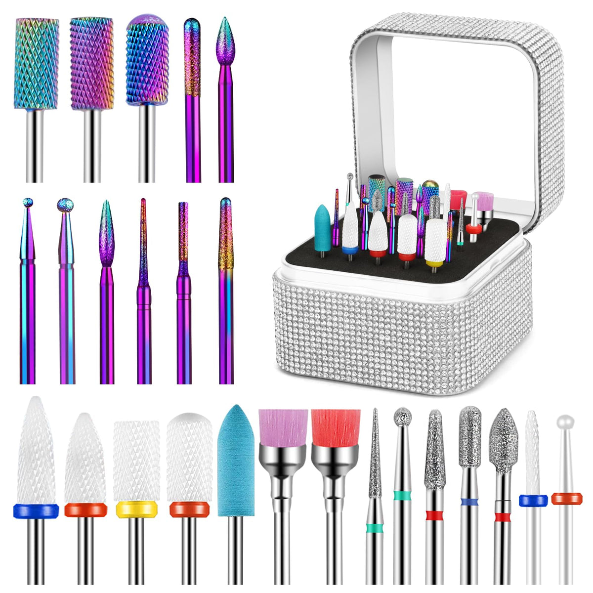 Puntas de taladro Cellentool 25 piezas para uñas, preparación rápida.