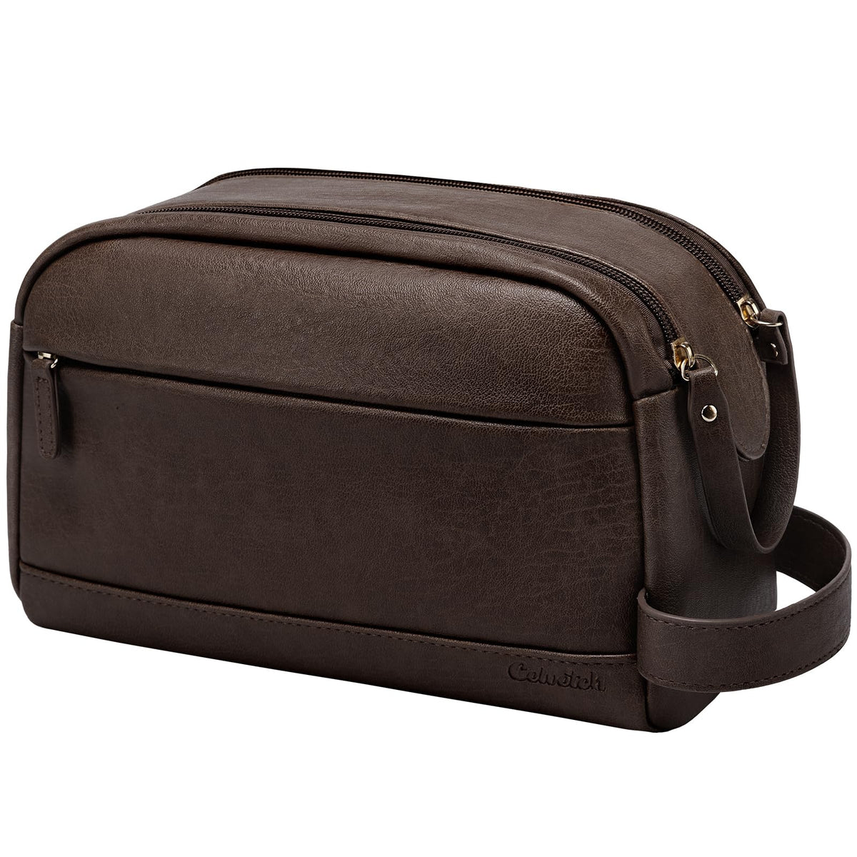 Celvetch bolsa de aseo para hombre en cuero PU, resistente al agua para viajes y gimnasio.