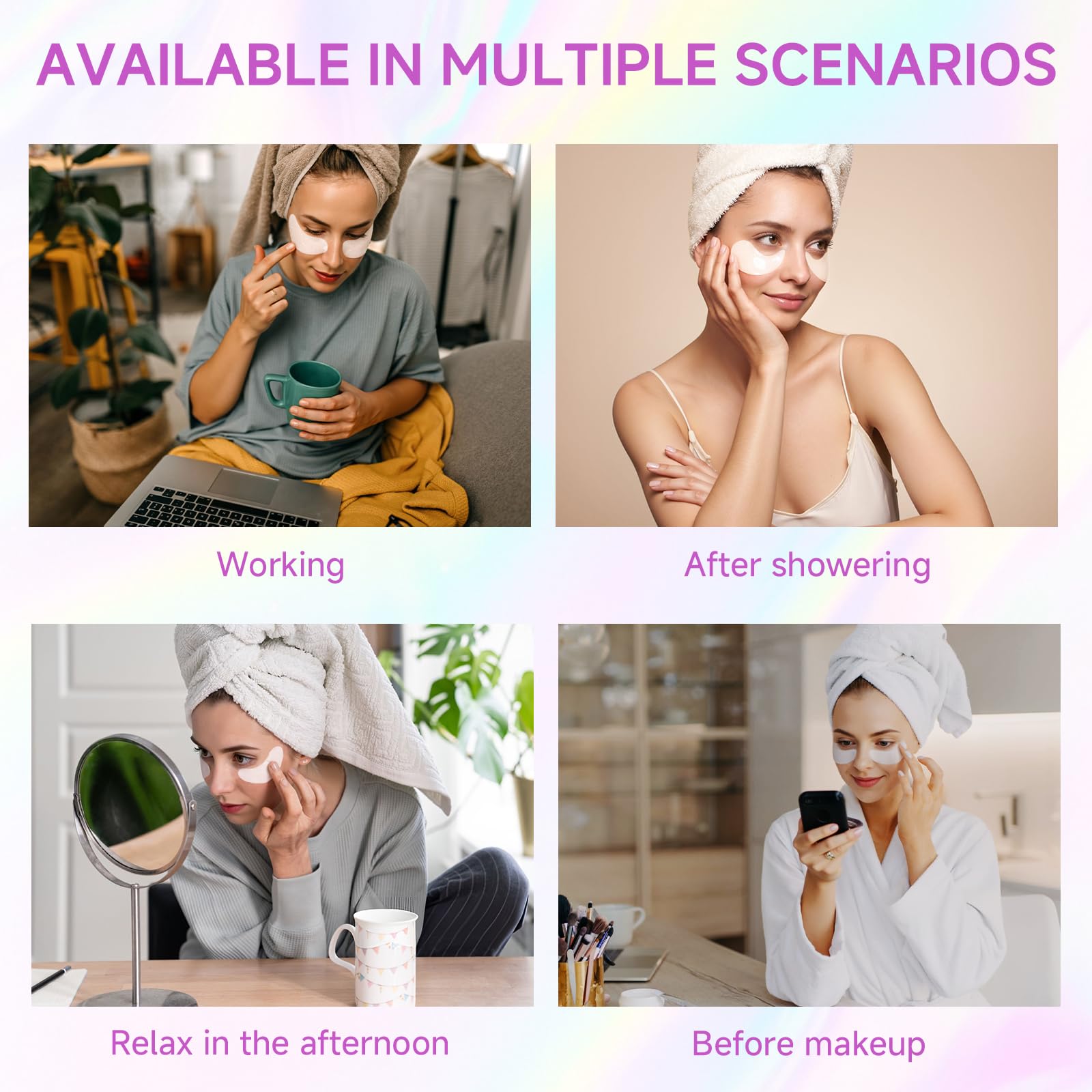 Parches para ojos con brillo inmediato y efecto refrescante.