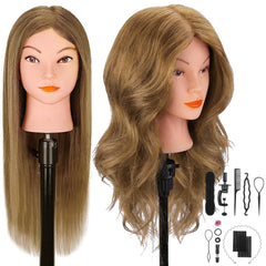 Cenoz cabeza de maniquí con pelo real, 18 pulgadas, perfecta para practicar peinado.