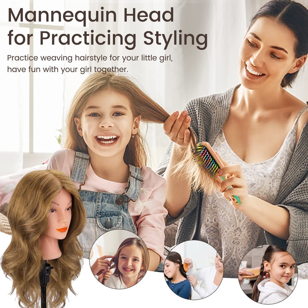 Cenoz cabeza de maniquí cabello real para aprendizaje en salón.