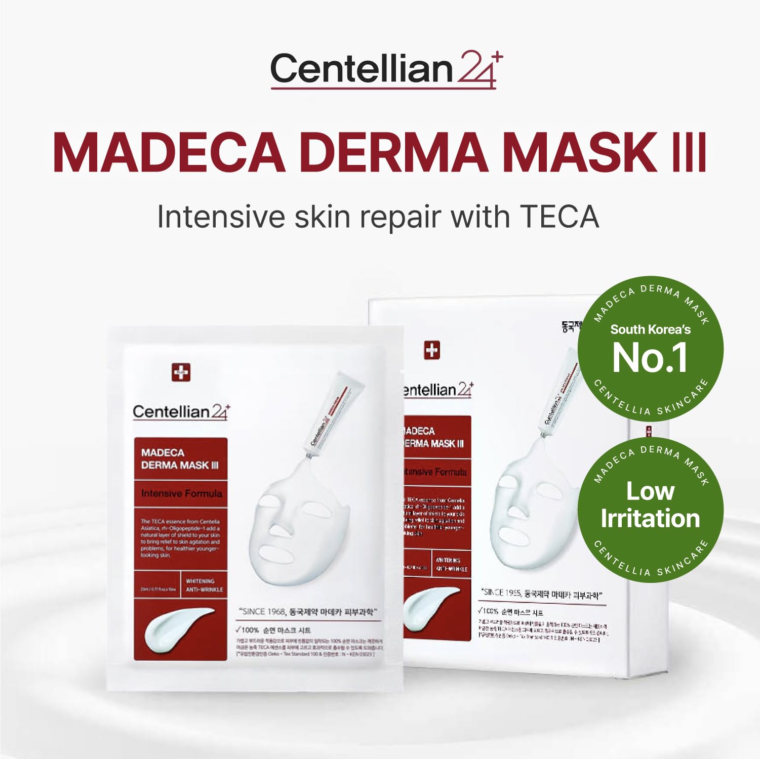 Centellian 24 Madeca Derma Mask con textura lechosa que aporta suavidad al rostro.