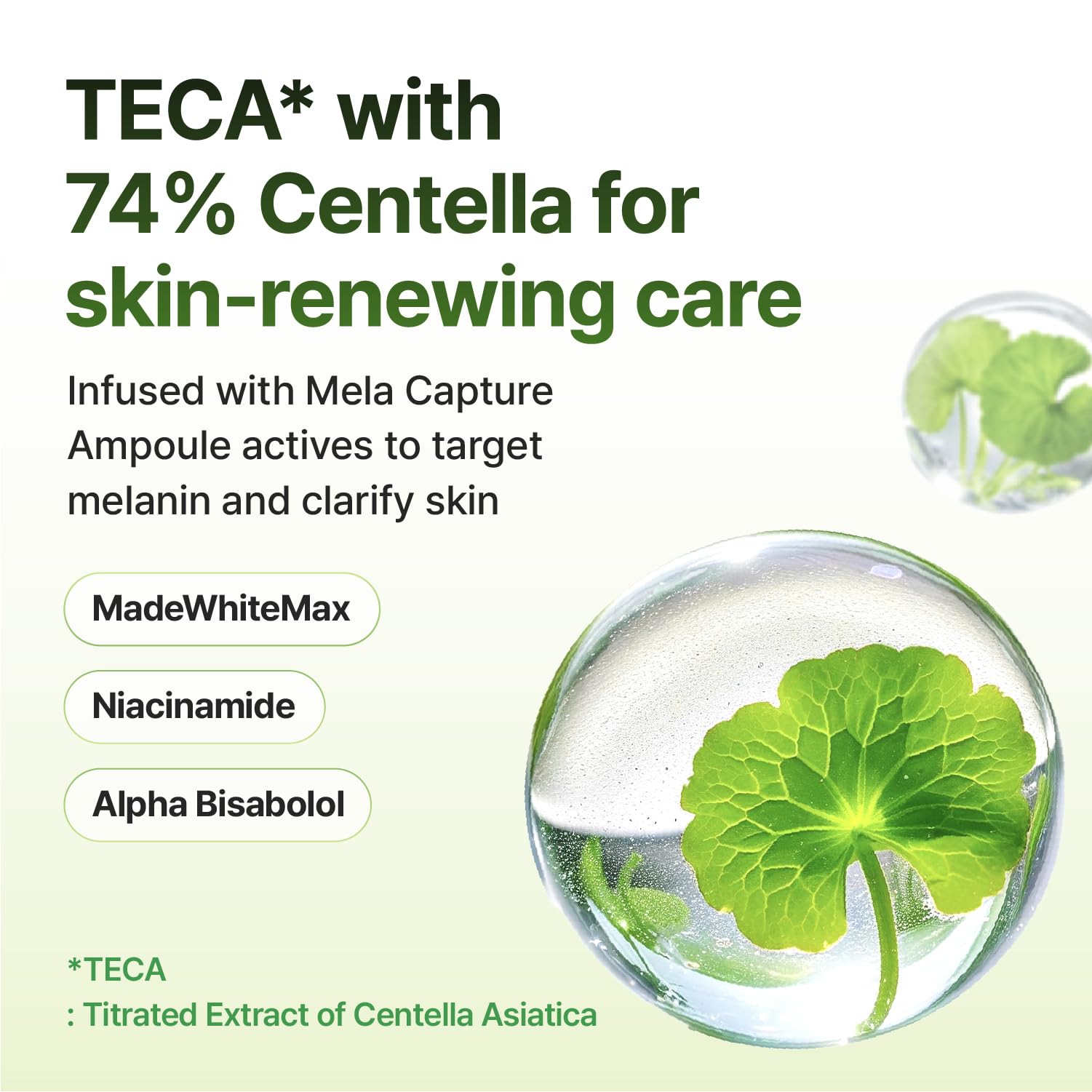 CENTELLIAN 24 Madeca Mela Capture Ampoule Pad ingredientes clave MadeWhiteMax para un cuidado suave.