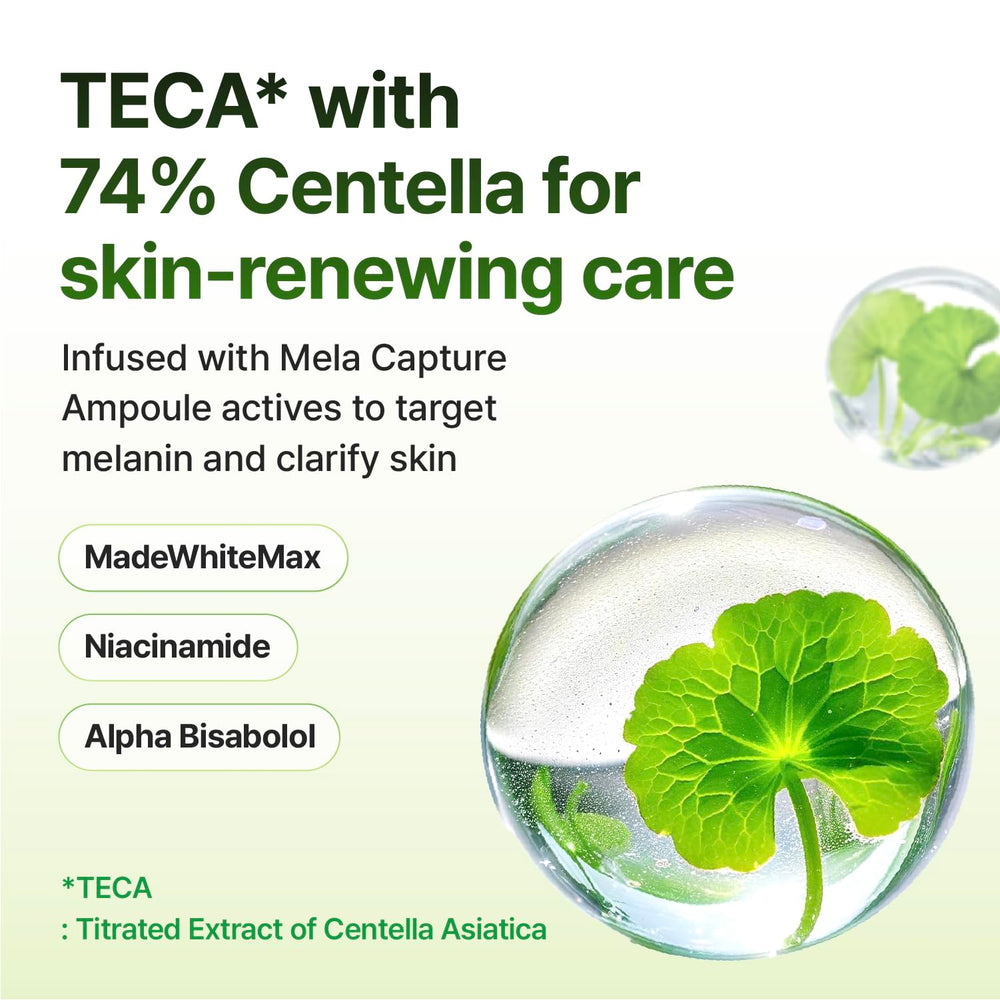 CENTELLIAN 24 Madeca Mela Capture Ampoule Pad ingredientes clave MadeWhiteMax para un cuidado suave.