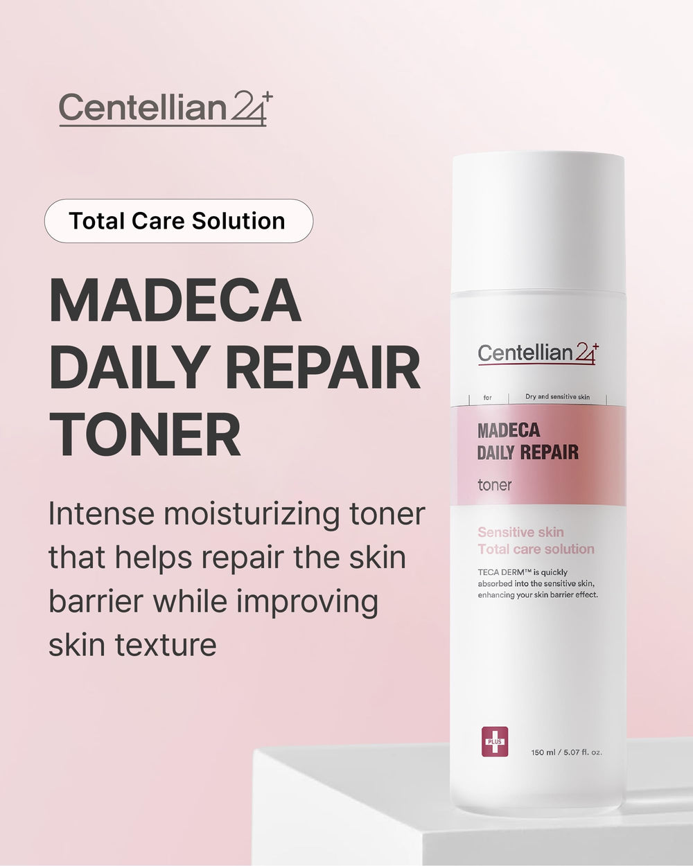 CENTELLIAN24 Madeca Tonico reparador diario, textura lechosa y absorción rápida.