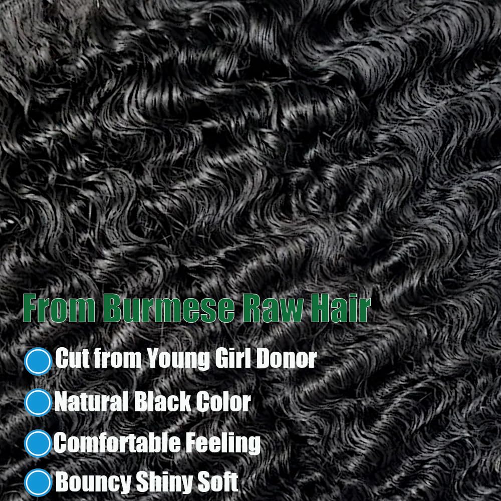 Ceoltay Burmese Curly Bundles, color negro natural, fácil de combinar y teñir.