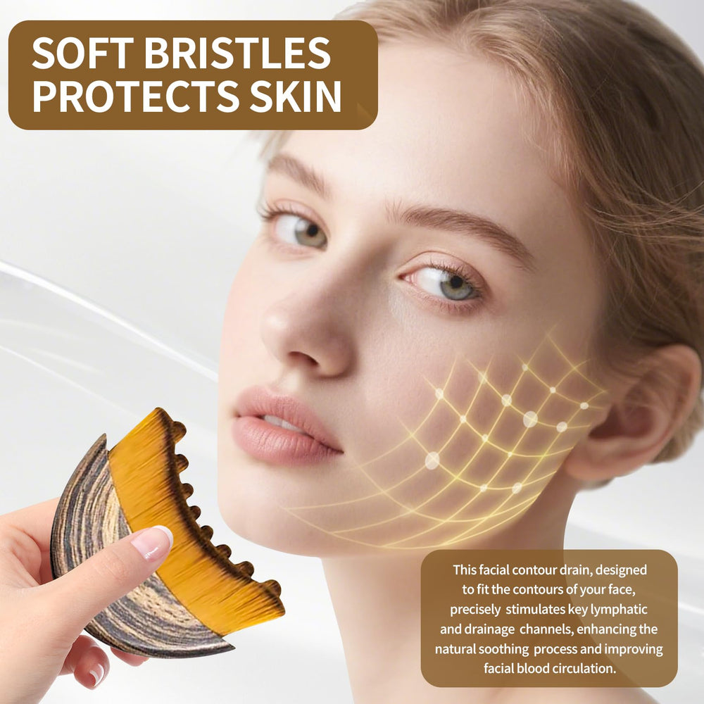 Cepillo de Contorno Linfático Facial, uso diario para relajación facial y deslizamiento suave.