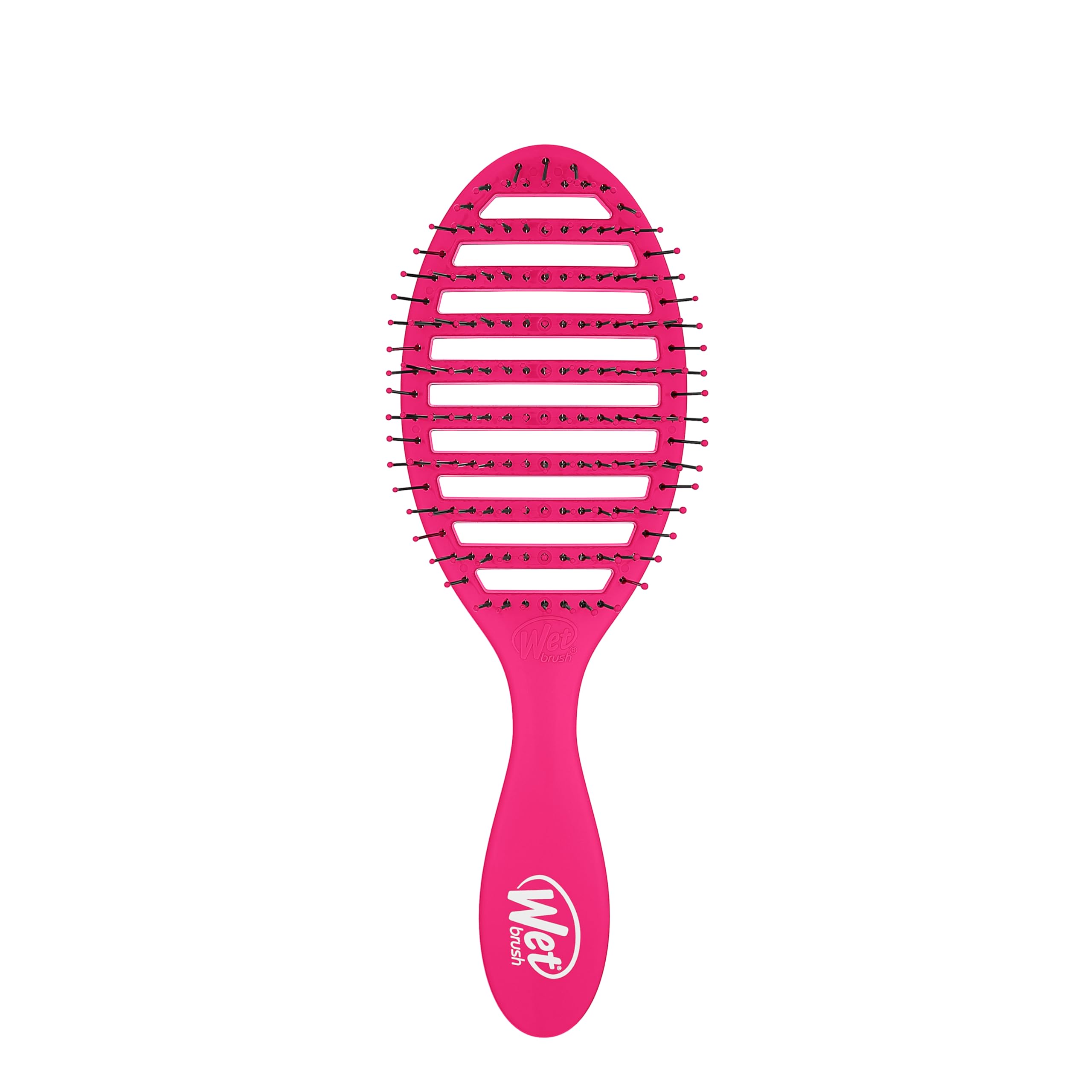 Wet Brush Speed Dry cepillo mojado para secado rápido, en rosa, desenreda sin tirar.