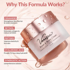 Varisea Reparación y Renovación Crema con ceramidas y retinol, cuidado de la barrera y firmeza