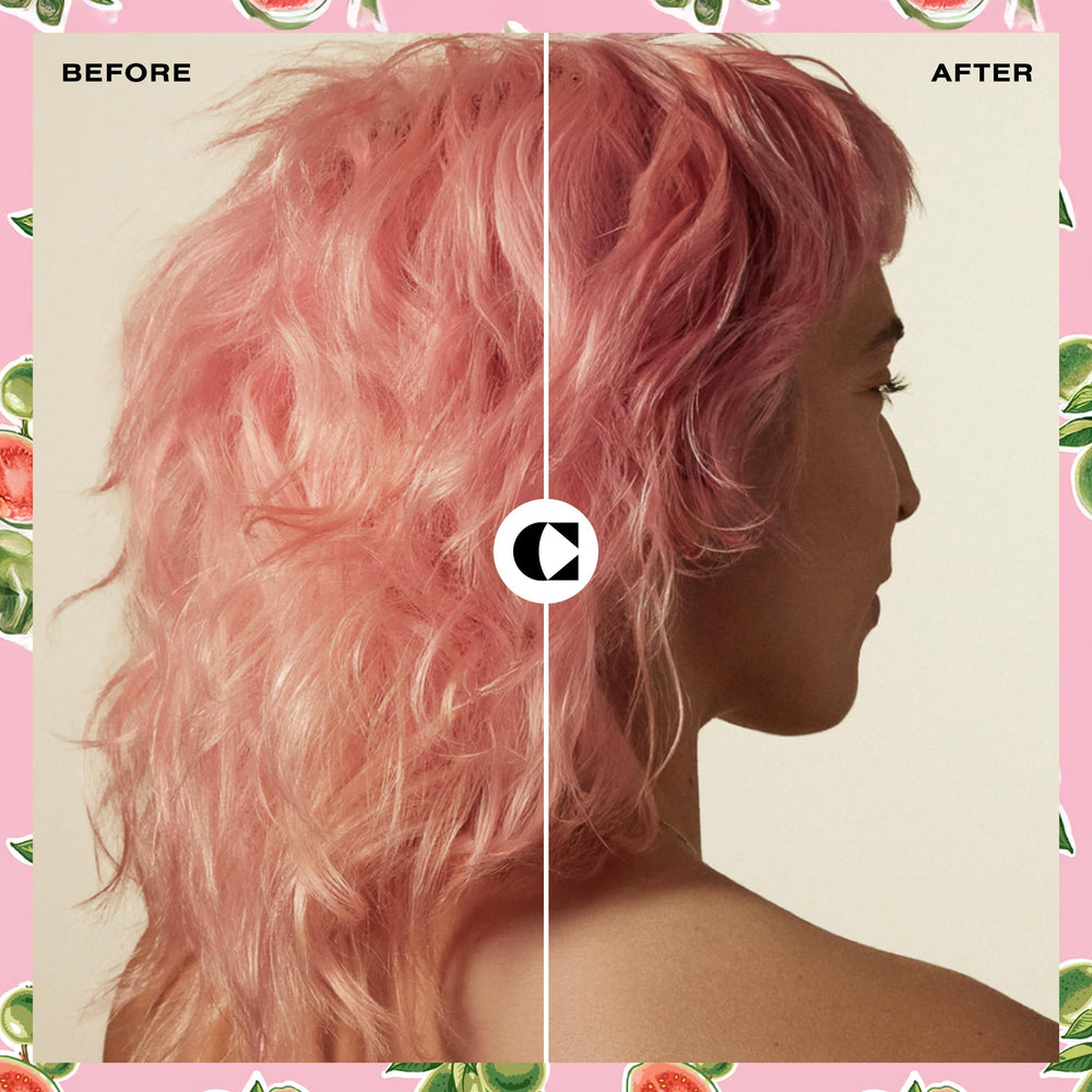 Cheveux renforcés et résilients après chaque lavage Ceremonia Guava.