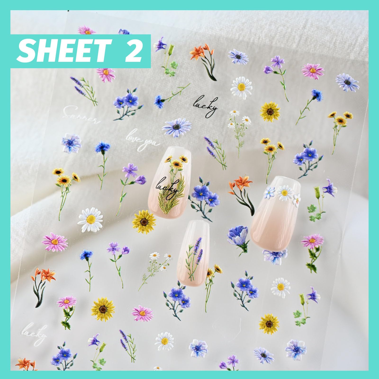 CESTSIREN pegatinas autoadhesivas florales para uñas, aplicación rápida con pinzas