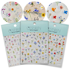 CESTSIREN pegatinas florales para uñas con relieve tridimensional para un acabado duradero
