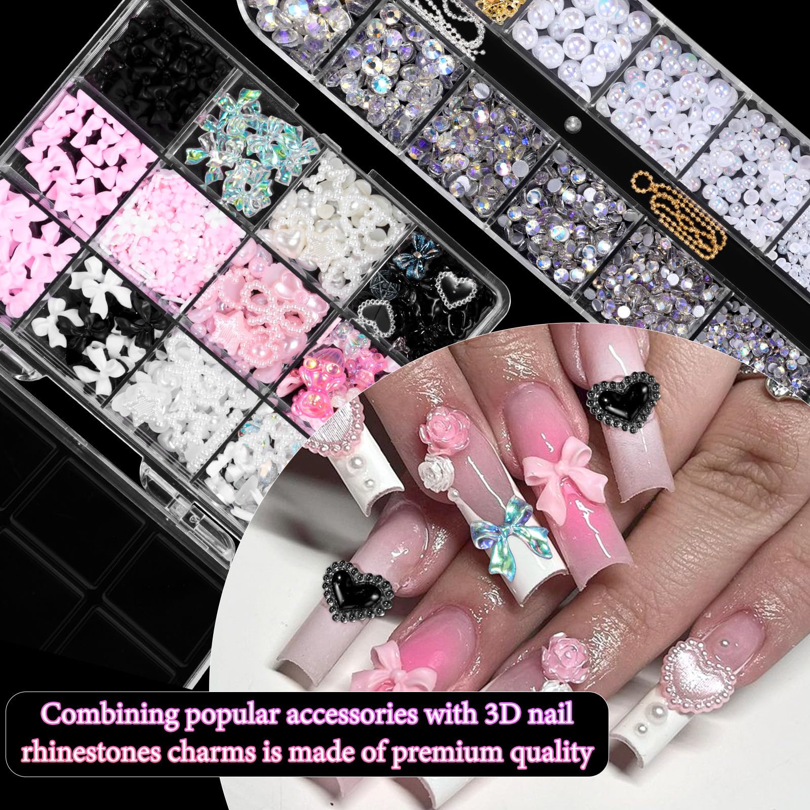 CESUSME accesorios acrílicos coloridos lazos flores y mariposas para uñas