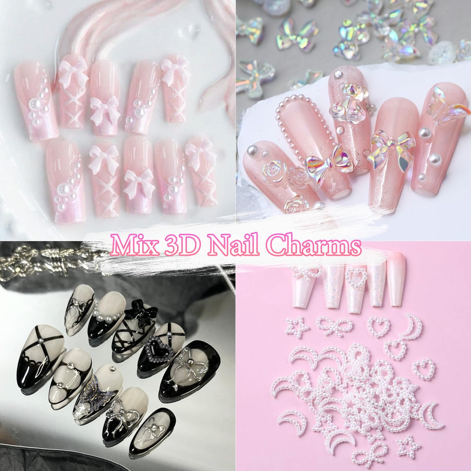 CESUSME brillos rosados y cristales acrílicos acabado elegante para uñas