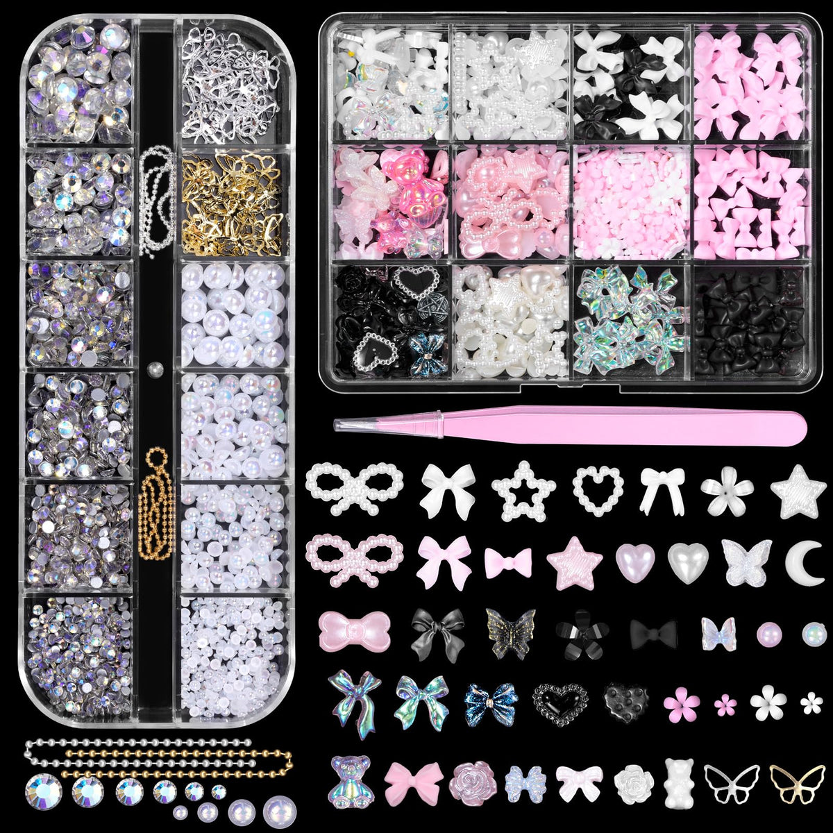 CESUSME accesorios de uñas conjunto de dos cajas con pinzas para manualidades