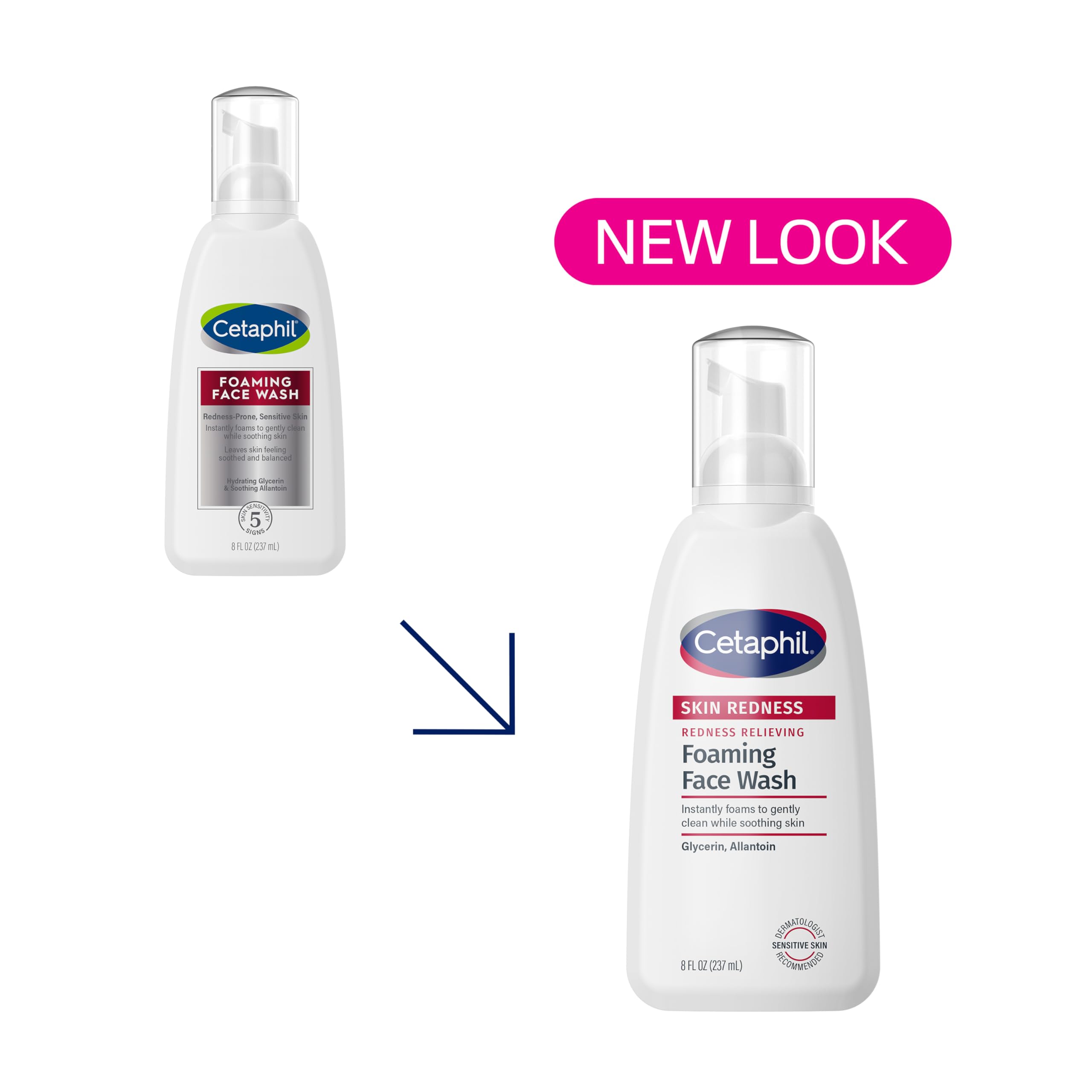 Cetaphil aplicación espuma, limpieza suave para piel sensible.