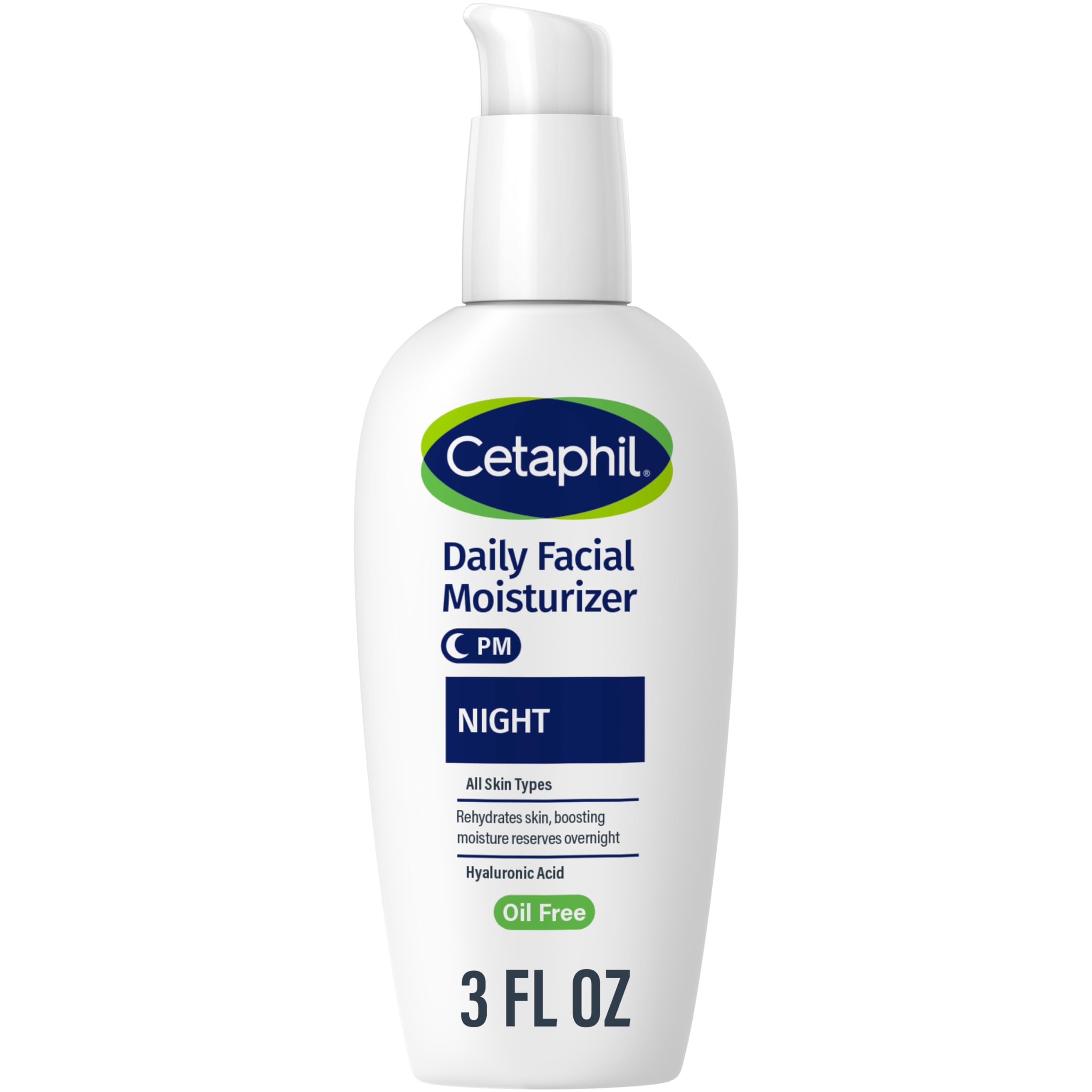 Cetaphil crema nocturna para rostro en pote, hidrata durante la noche dejando la piel suave.
