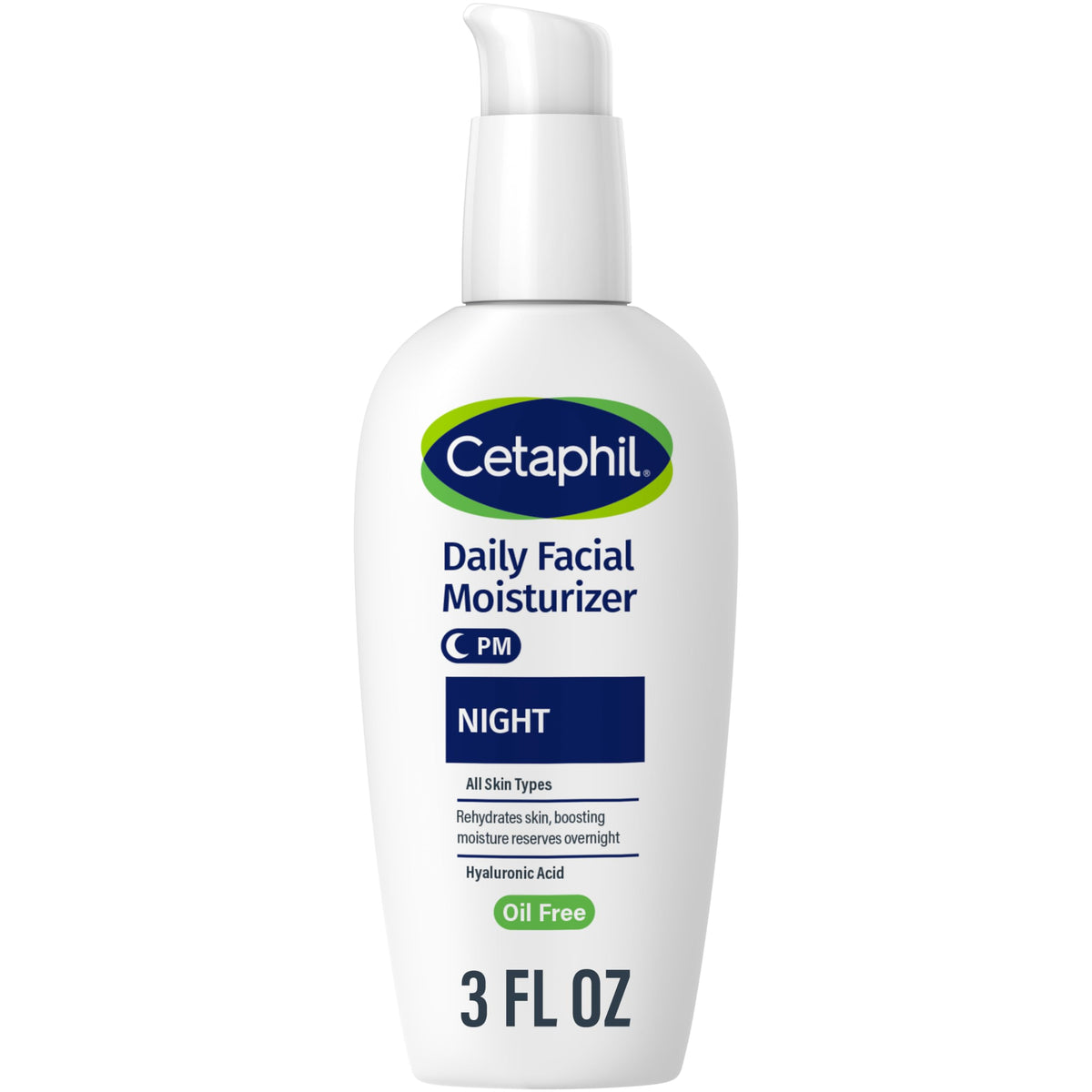 Cetaphil crema nocturna para rostro en pote, hidrata durante la noche dejando la piel suave.