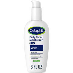 Cetaphil crema nocturna para rostro en pote, hidrata durante la noche dejando la piel suave.