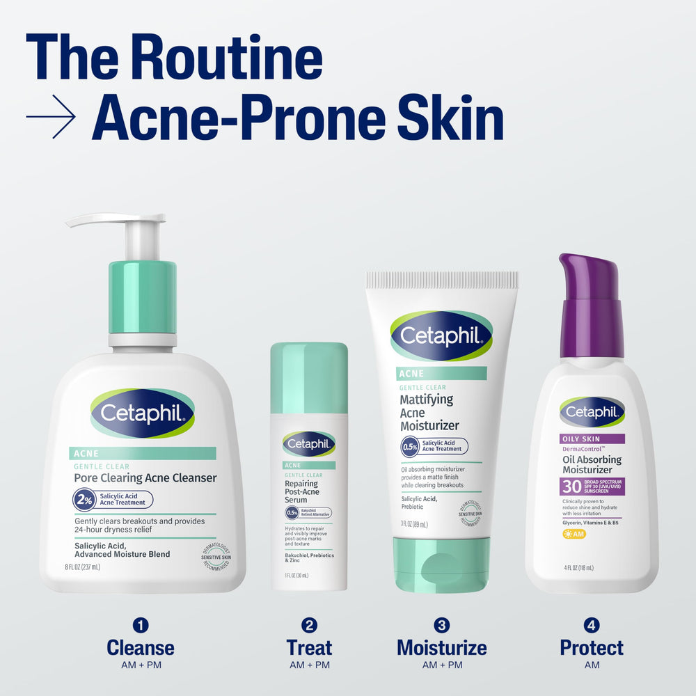User applying Cetaphil Gentle Clear cleanser to the face
