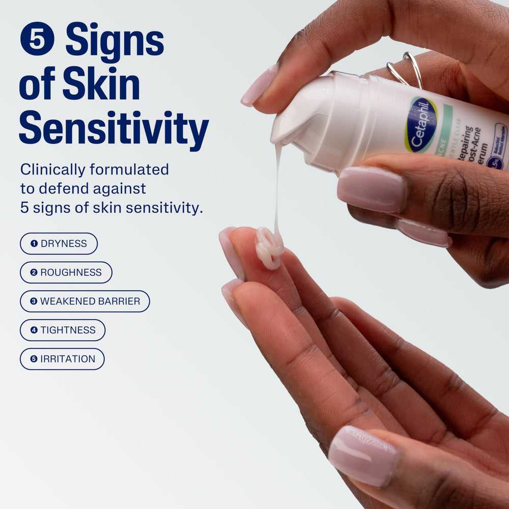 Close-up of Cetaphil serum dropper highlighting Bakuchiol for gentle renewal