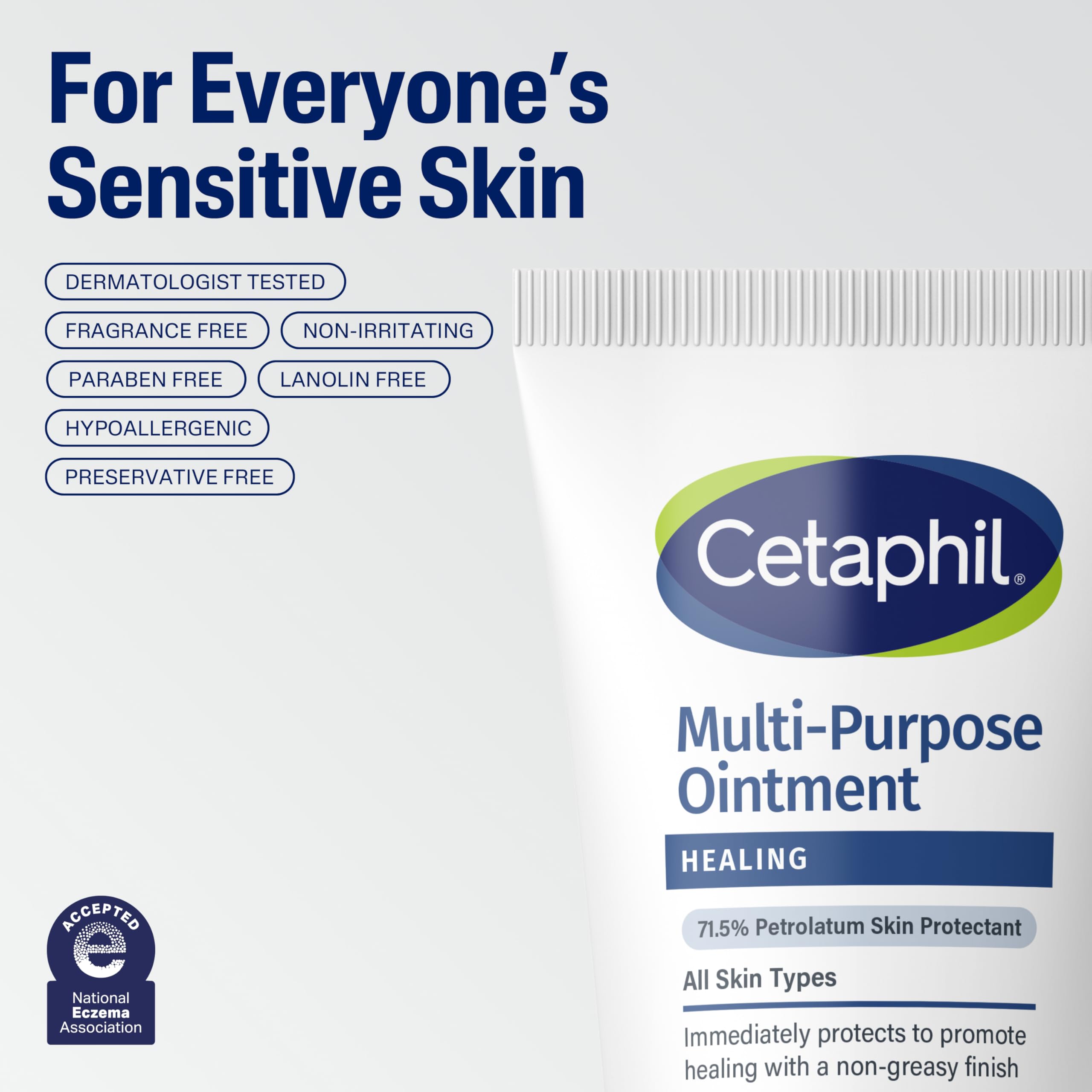Manteca karité en Cetaphil Healing Ointment para suavizar la piel.