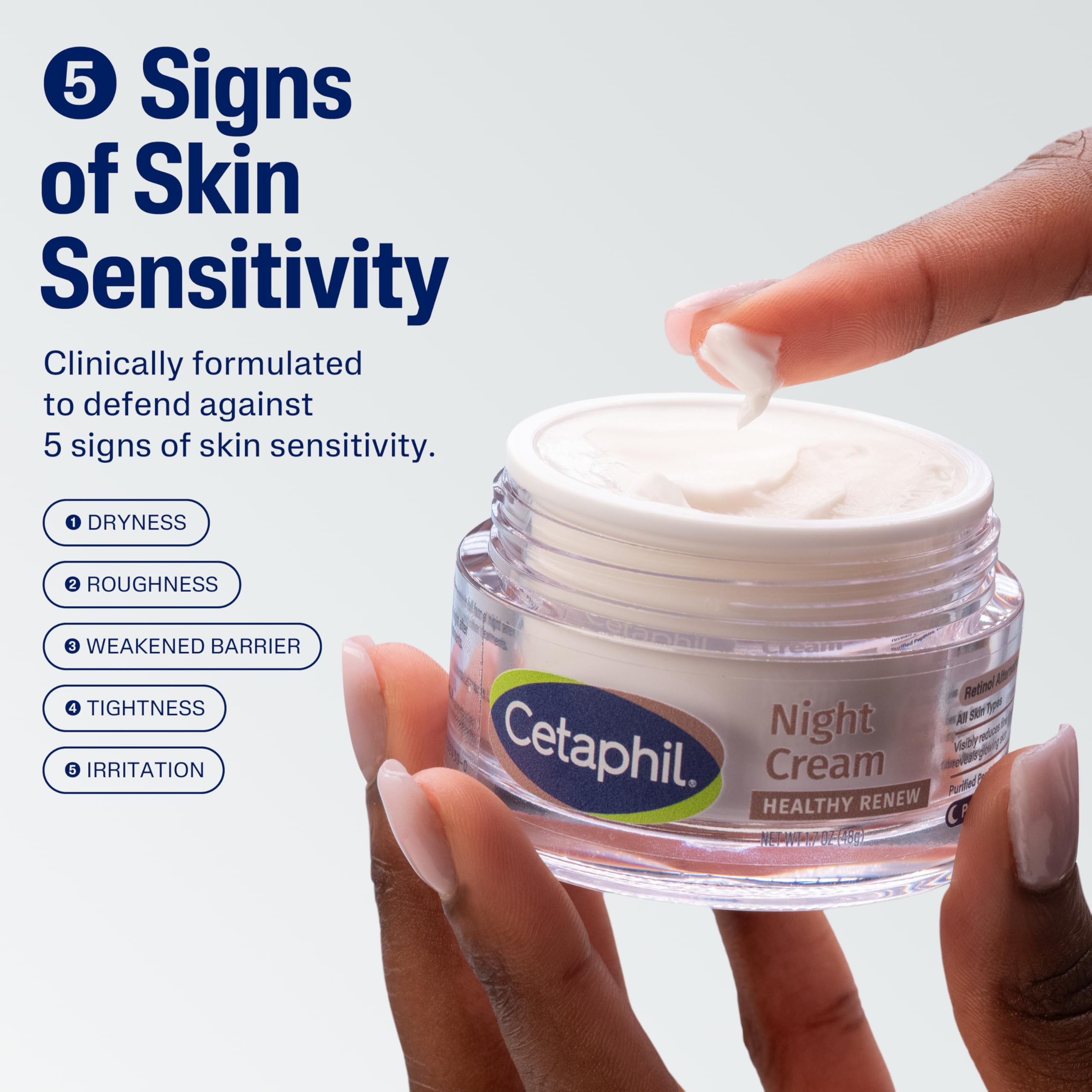 Aplicación suave de Cetaphil Healthy Renew Night Cream antes de dormir