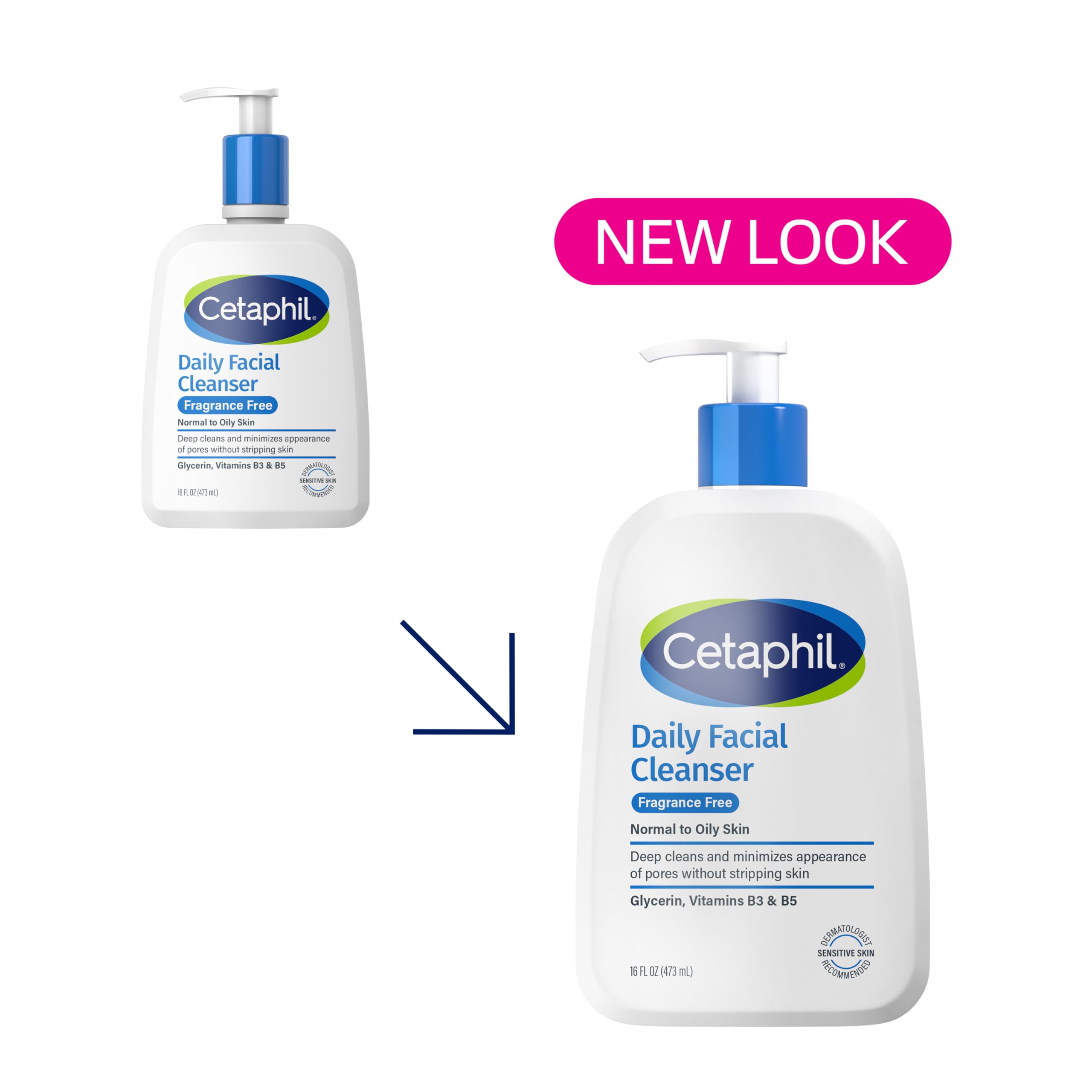 Cetaphil Limpiador Facial Diario — sin fragancia, perfecto para piel sensible.