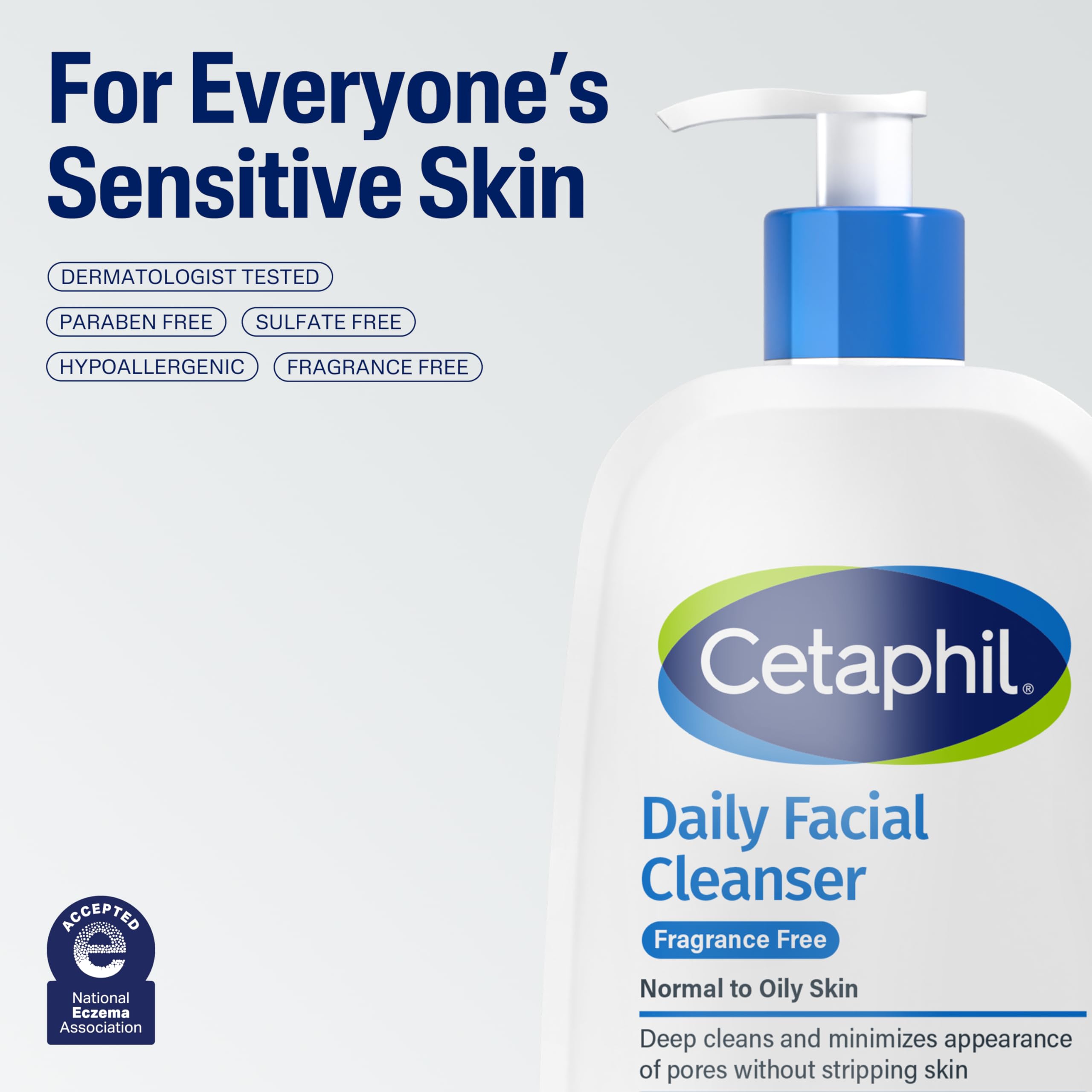 Cetaphil Limpiador Facial Diario — limpieza suave que protege la barrera cutánea.