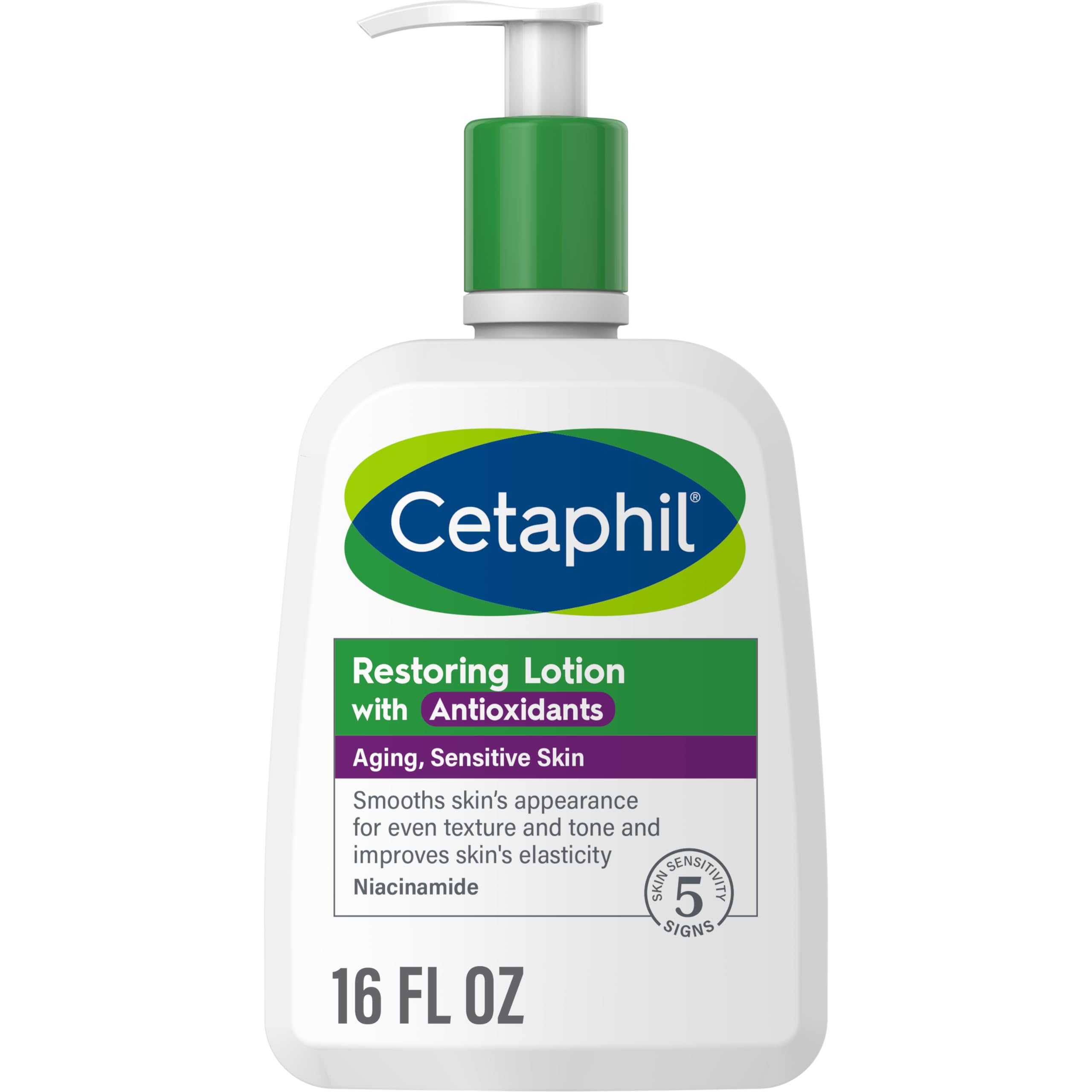 Cetaphil Loción Restauradora Antioxidantes, aplicación corporal, hidrata profundamente piel sensible durante todo el día.