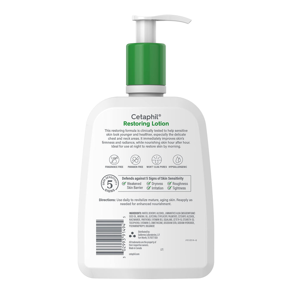Cetaphil Loción Restauradora Antioxidantes, defensa ante señales de sensibilidad, ayuda a mantener barrera suave.