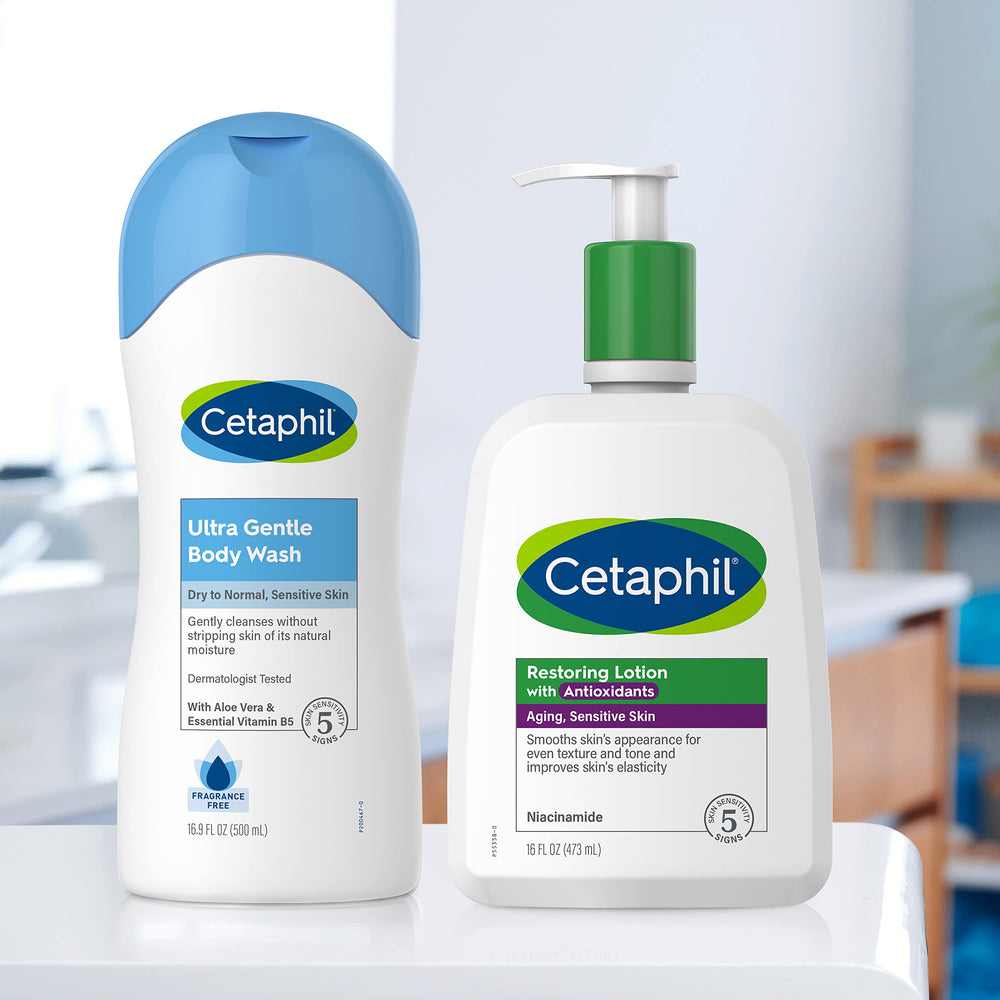 Cetaphil Loción Restauradora Antioxidantes, aplicación precisa en cuello, protege zonas delicadas.