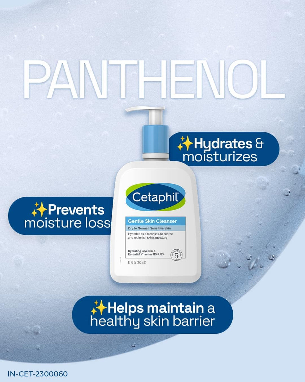 Petite quantité de gel Cetaphil Doux mousse facilement.
