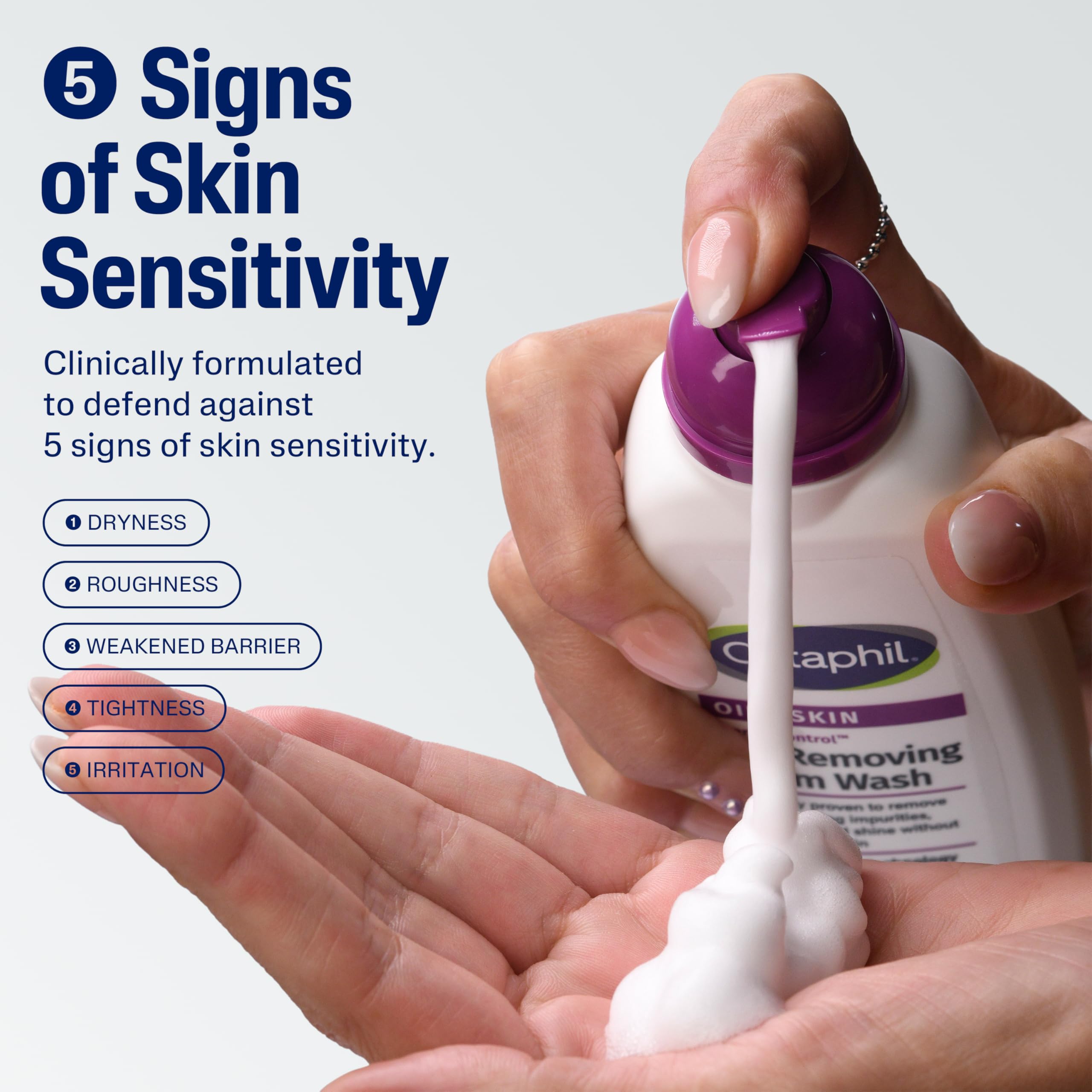 Cetaphil Pro Espuma Limpiadora: sin fragancia, ideal para piel sensible.