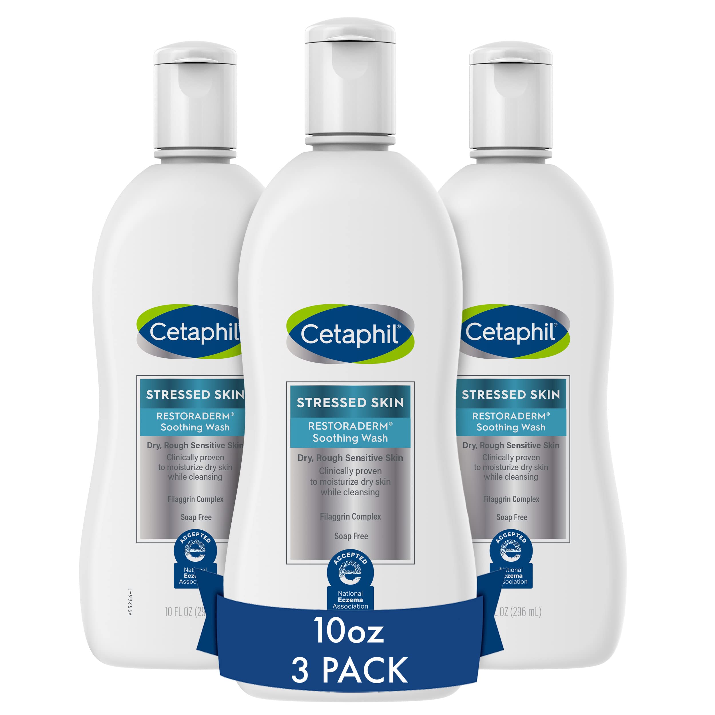 Cetaphil RESTORADERM – bouteille nettoyante, douceur apaisante pour peau sensible.