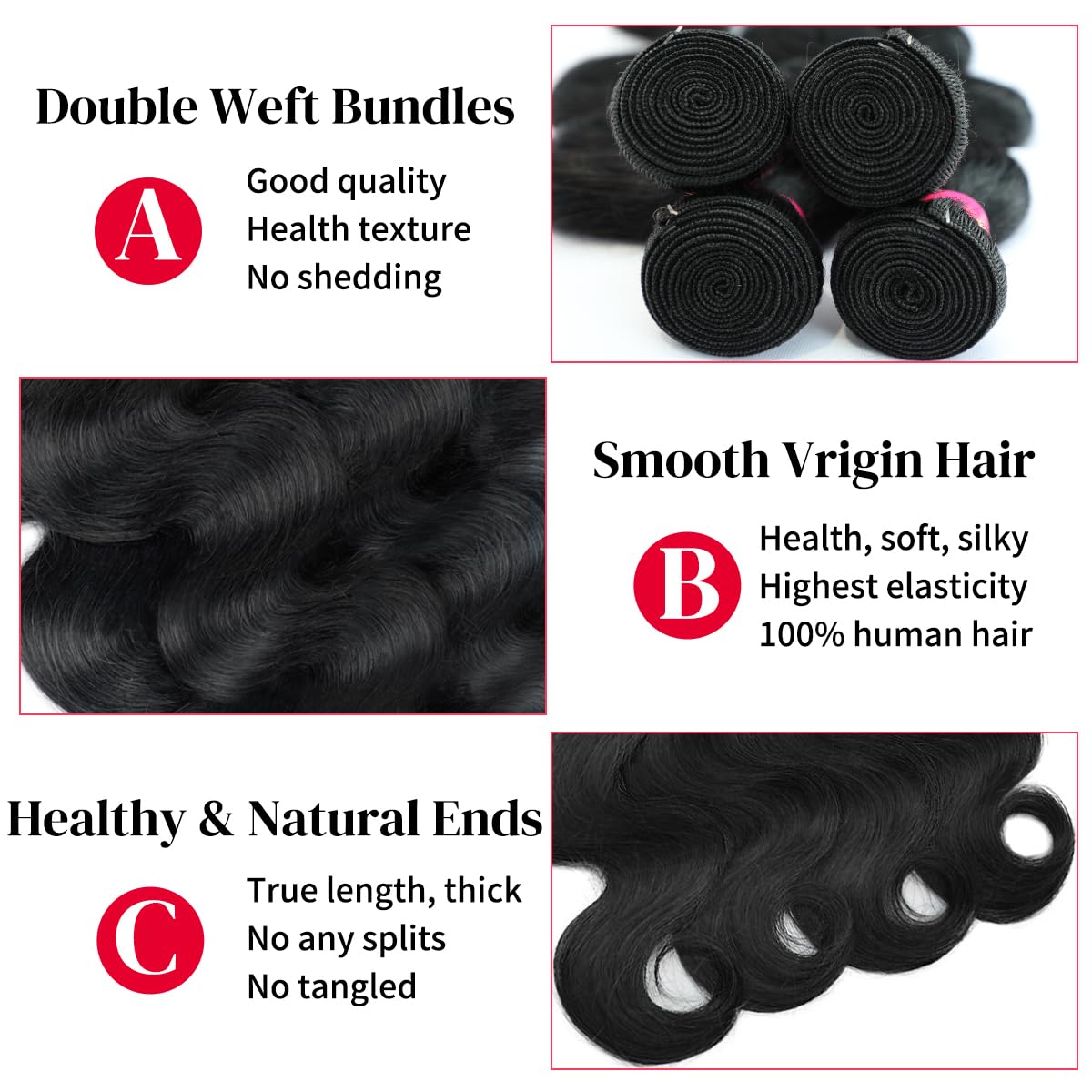 CFY paquetes de cabello brasileno onda cuerpo 26 pulgadas: volumen para peinados