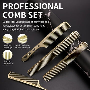 CGBARBER peine corto estilizado dorado para definir líneas y estilos con comodidad
