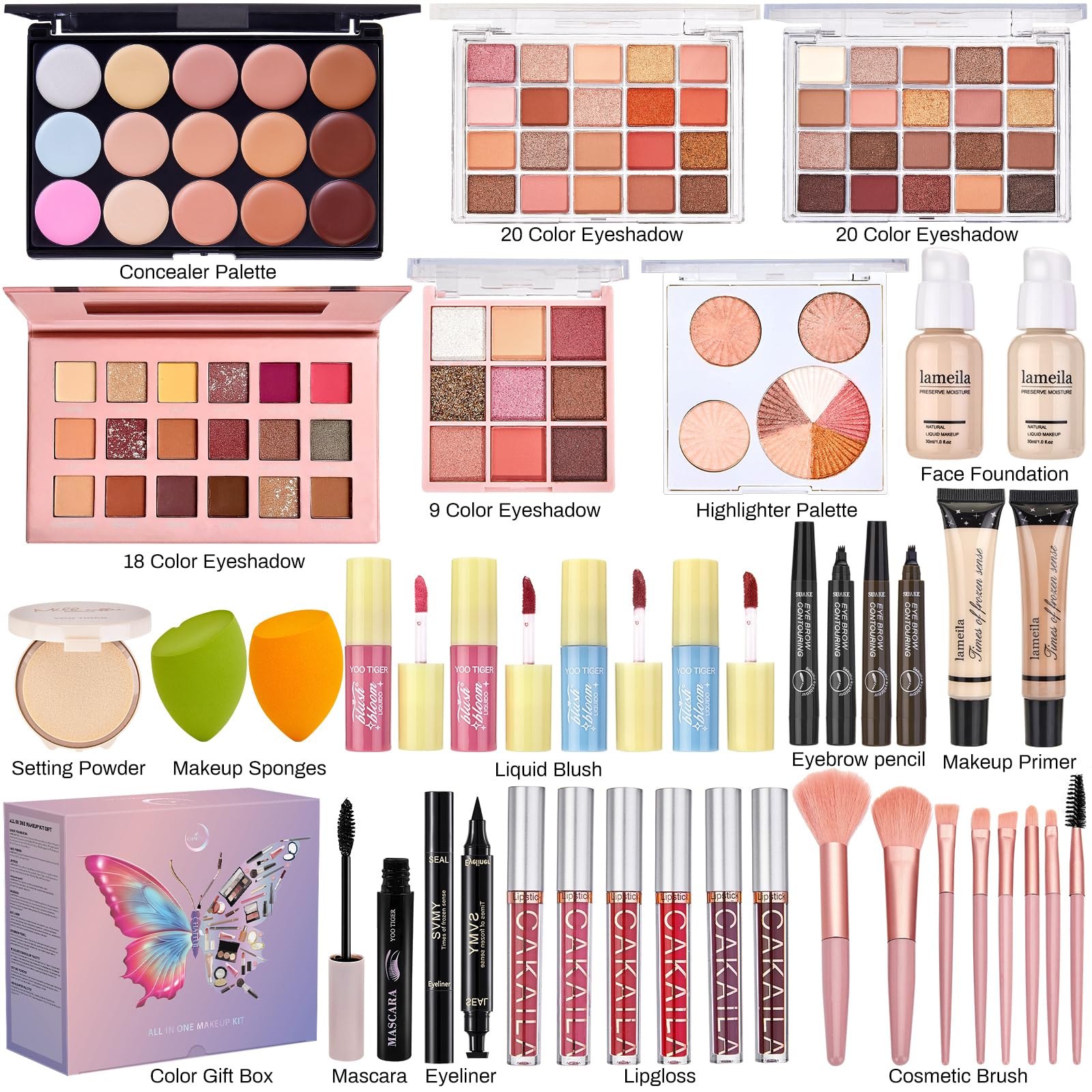 CHAFFUL kit maquillaje todo en uno primer de maquillaje para un acabado suave