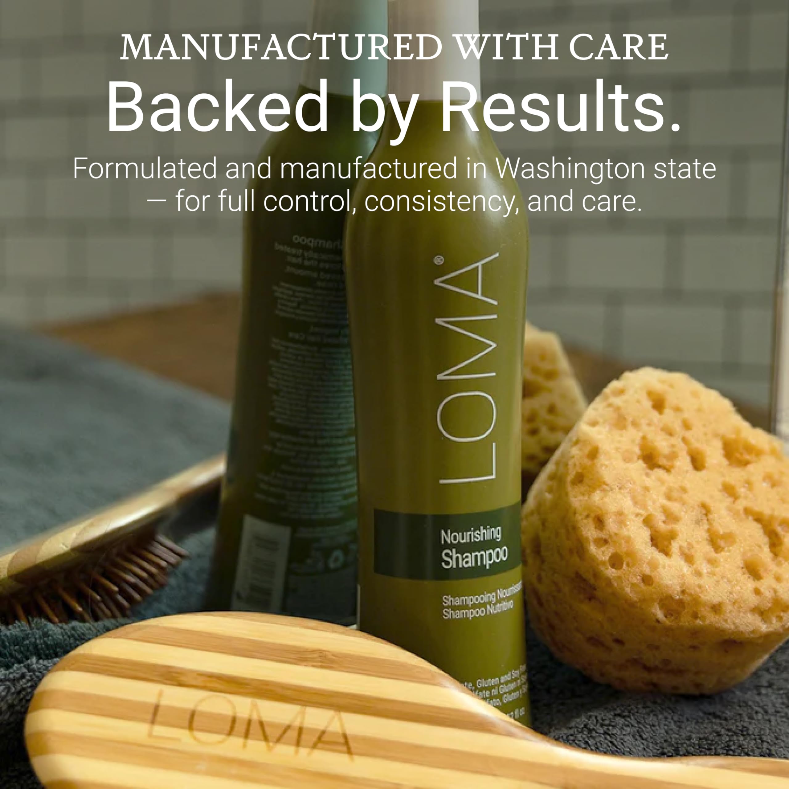 Champú Nutritivo LOMA, seguro para cabello con keratina y color.