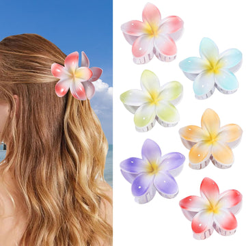 CHANDAT pinza floral hawaiana azul, mantiene el cabello recogido durante la rutina diaria.