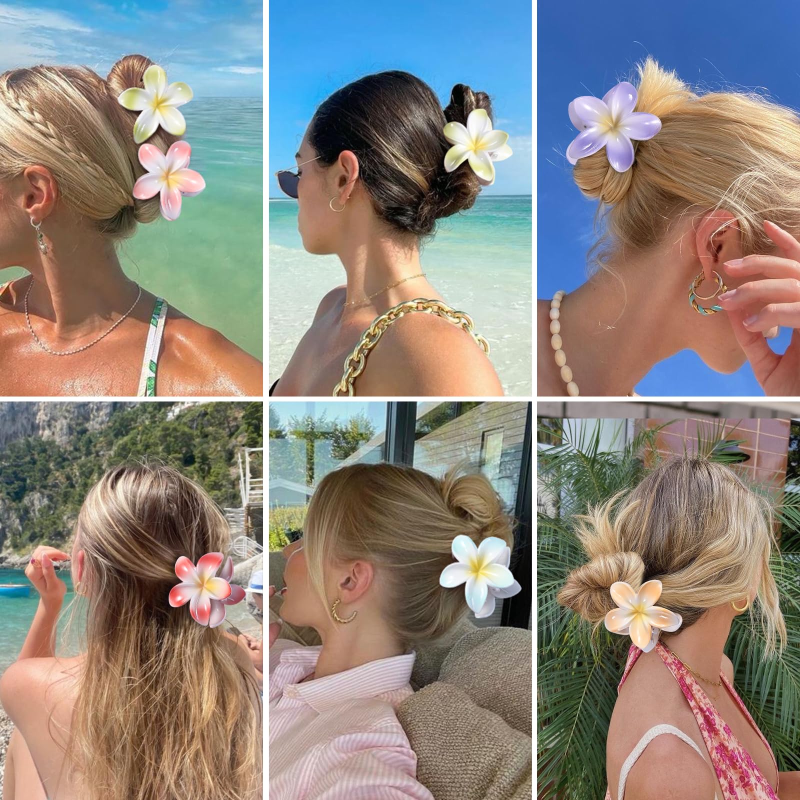 CHANDAT pinza floral hawaiana morada, ideal para eventos y looks veraniegos con hibisco.
