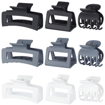 Clips CHANDAT rectangulares grises grandes para cabello grueso, sujeción firme todo el día.