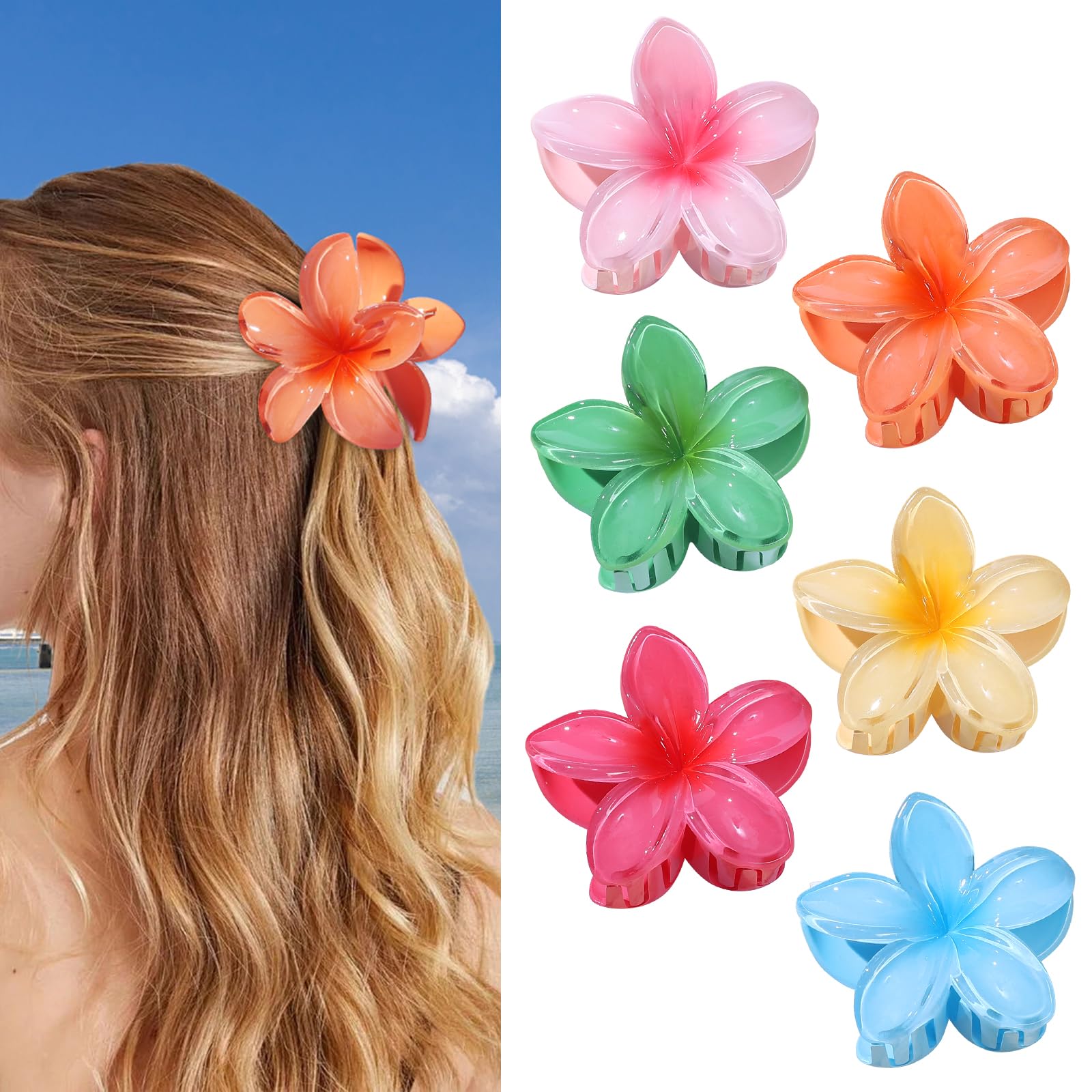 CHANDAT Pinza floral hawaiana verde, segura para cabello grueso o fino