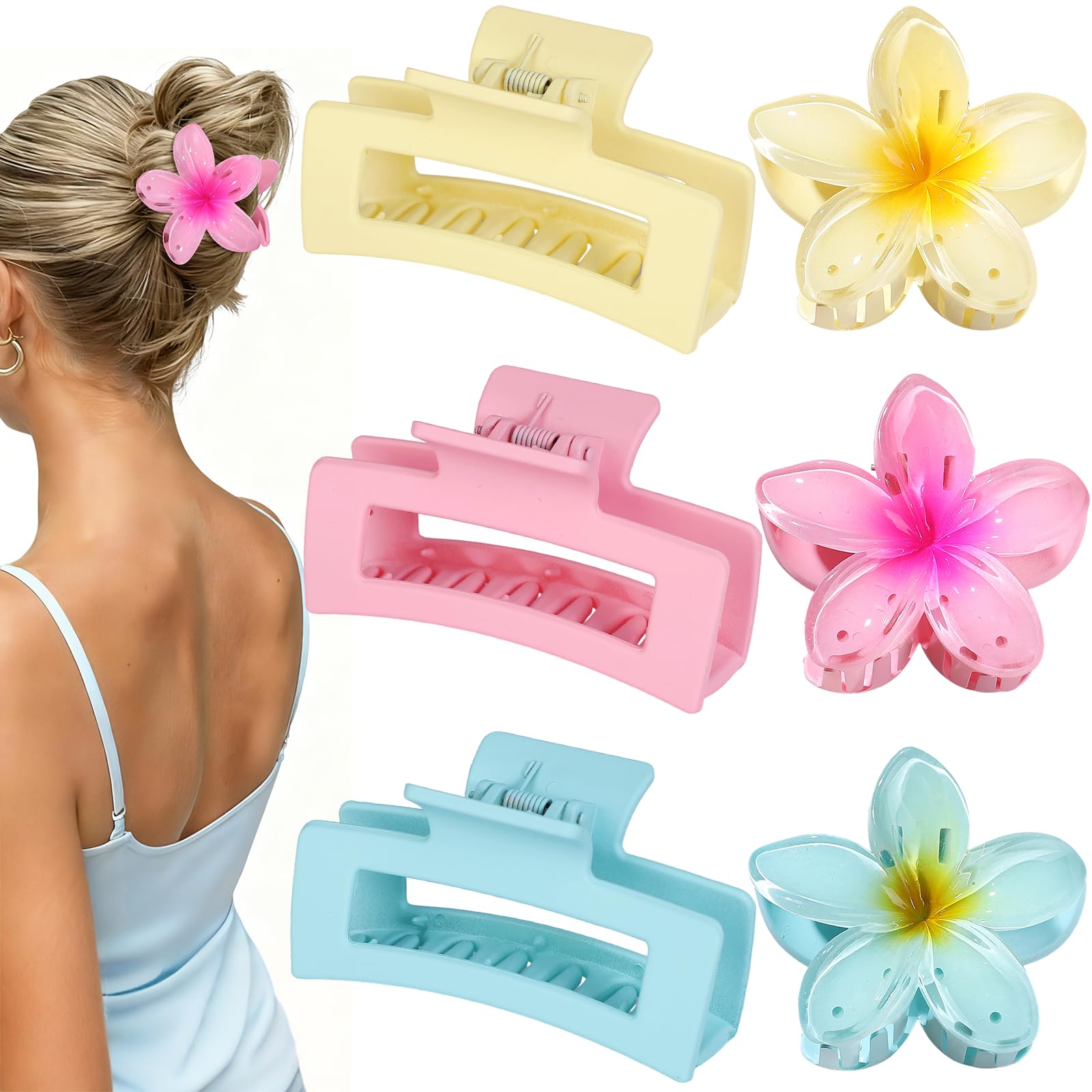 CHANDAT clip floral hibisco rosa para peinado rápido y duradero.