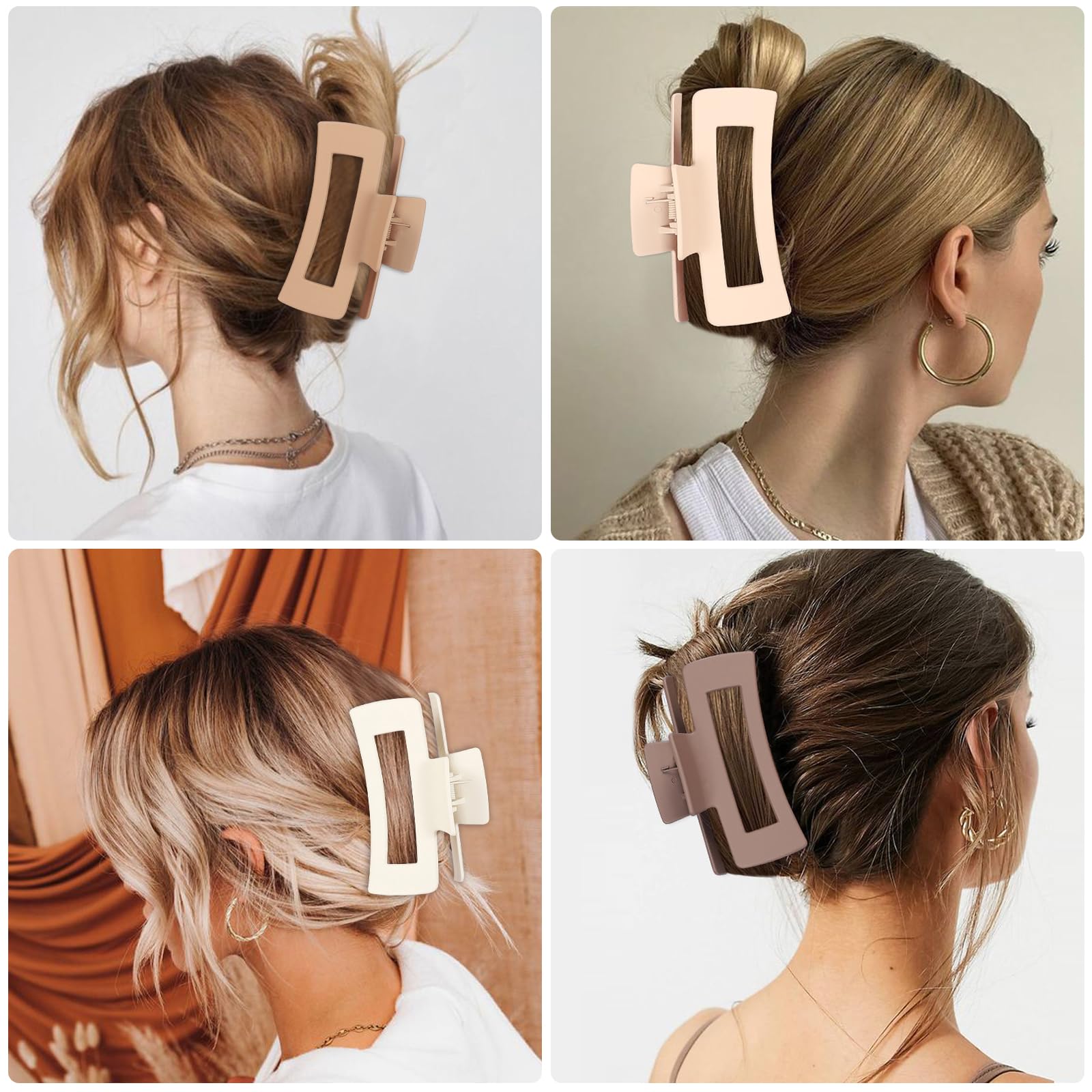 CHANDAT ganchos cabello kaki, tono neutro para looks de oficina.